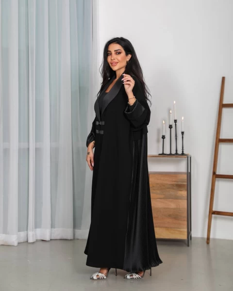 Cuba Crepe Abaya With Silk Blisse IB144 Black